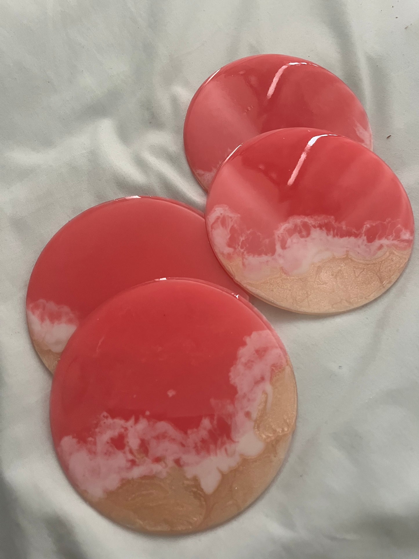 Ocean themed coasters in vibrant pink